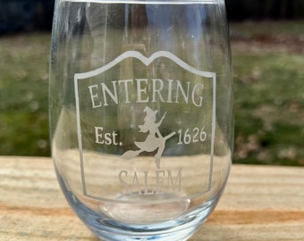 Verre à vin sans pied gravé Salem