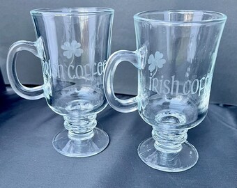 Irish Coffee Etched 8 ounce mugs