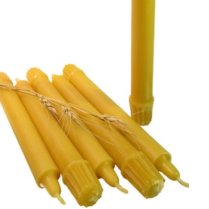 100% Beeswax Colonial Taper Candles Organic Hand Made 8 Inch Tall, 7/8 Inch Diameter image 1