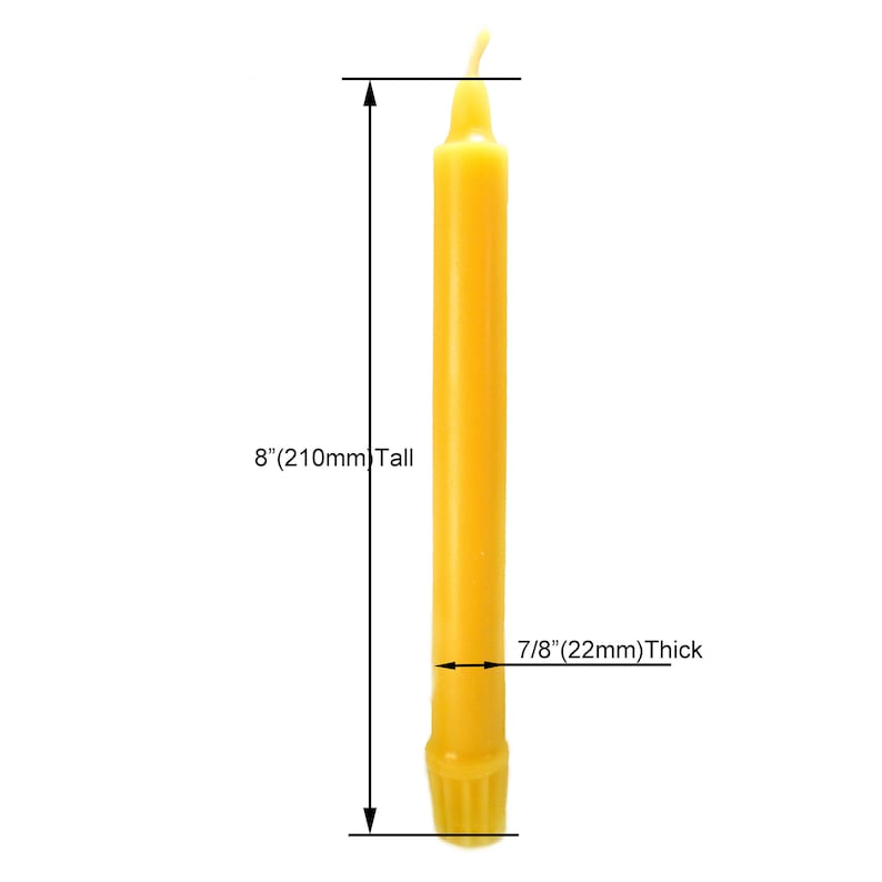 100% Beeswax Colonial Taper Candles Organic Hand Made 8 Inch Tall, 7/8 Inch Diameter image 3