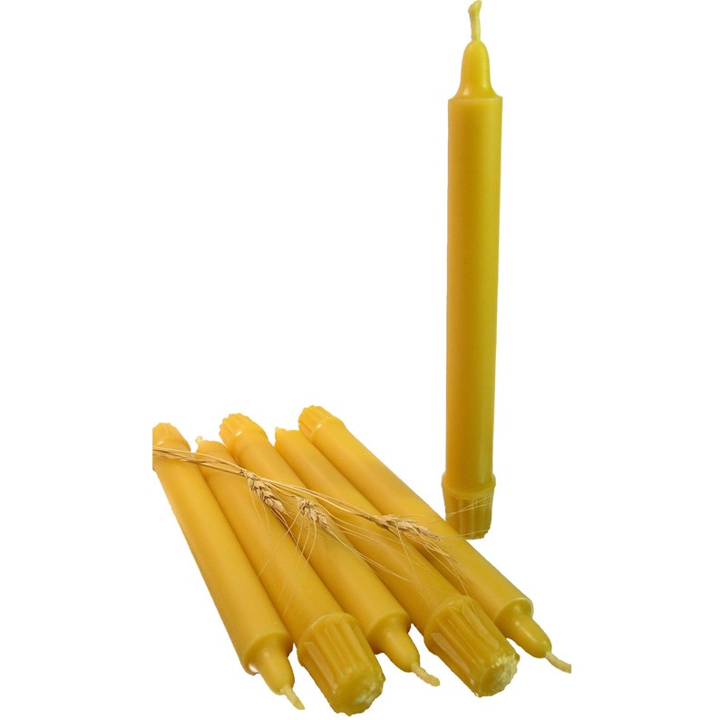 100% Beeswax Colonial Taper Candles Organic Hand Made 8 Inch Tall, 7/8 Inch Diameter image 1