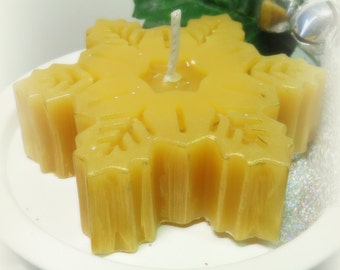 Snowflake Candle - Beeswax Candles - Decorative Beeswax Candle - 2 3/4" x 7/8"