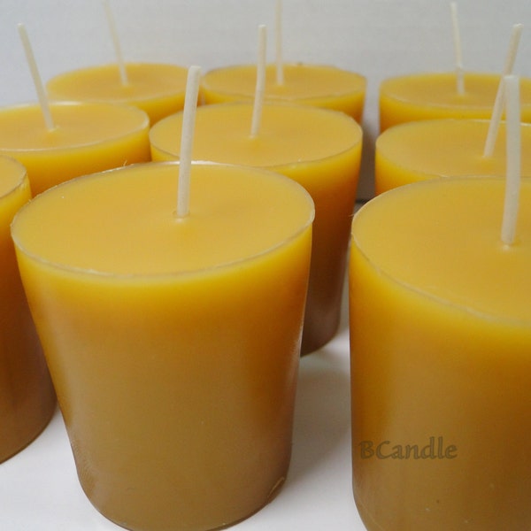 100% Pure Beeswax 15-hour Votives Candles REFILLS (no cup), Organic, Hand Made