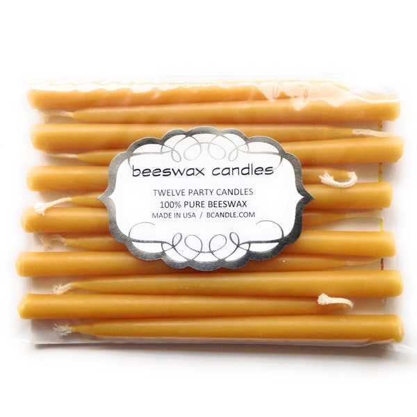 Hand-dipped Beeswax Birthday Party Candles / Natural (set of 12)