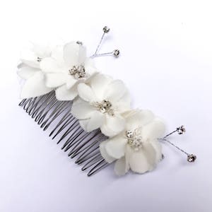 Bridal headpiece. Hand beaded, silk flower hair comb.