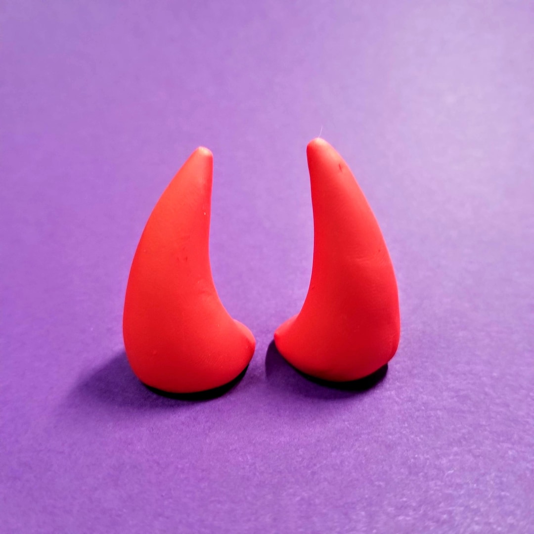 RED HORNS Glueon Devil Horns Etsy