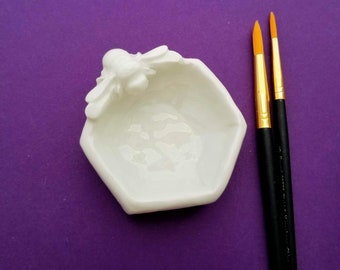 PAINT WATER CUP | Honeycomb and Honey Bee | Small Paint Water Cup or Water Bowl for Bee Lovers