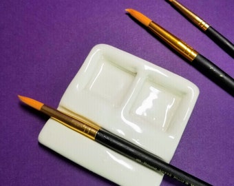 WATERCOLOR PALETTE | White | 2 Well Palette  | Artist Gift