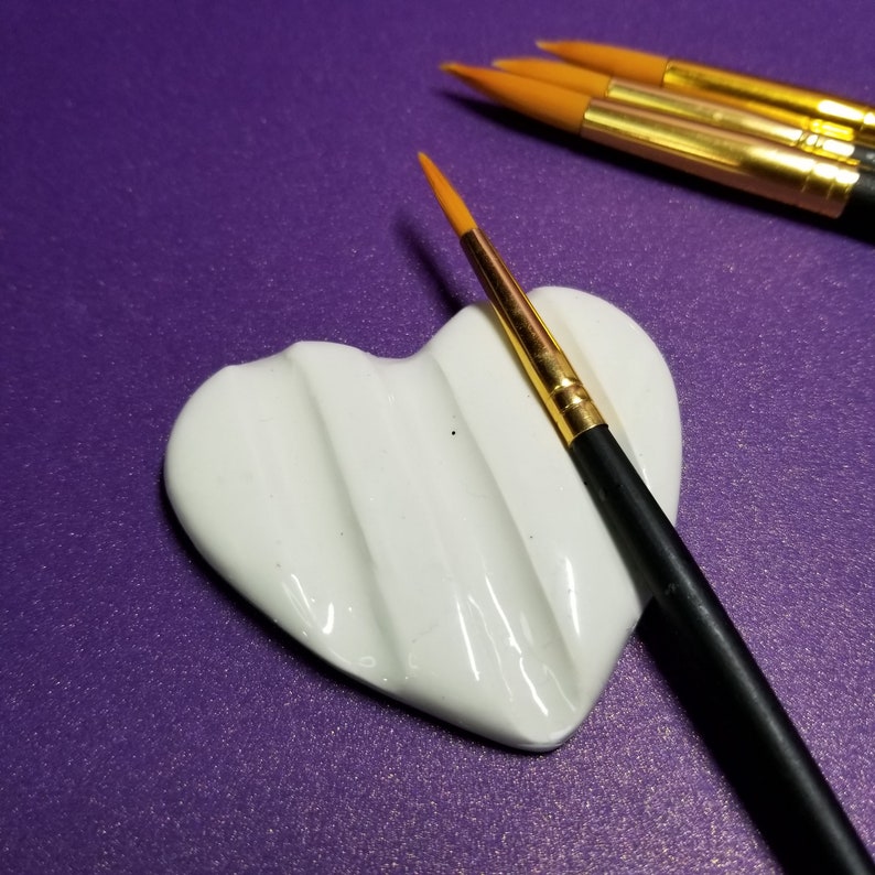 BRUSH REST White Heart Artist Gift Paint Brush Rest Valentines Day Gift BR-H001 image 1