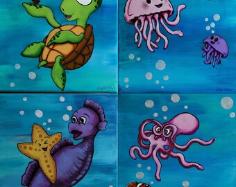 Under the Sea Whimsy (Set of Four) {Sea Creatures // Bubbles // Fish // Octopus // Seahorse // Starfish // Jellyfish }