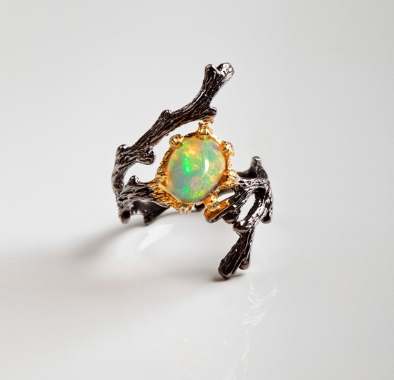 black fire opal ring
