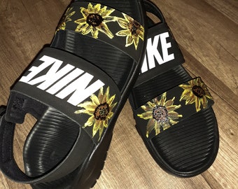 nike sandals with sunflowers