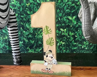 Chiffre décoré Mickey Safari 16", numéros d'anniversaire pièce maîtresse, fête d'anniversaire, accessoire photo, séance photo