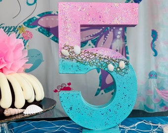 Mermaid Theme 16” Numbers Mermaid Birthdays Baby Showers Party Decor Beach Party Photo Shoot, Under the sea Theme