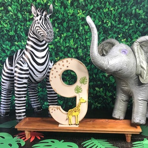 Safari Themed 16 Decorated Number, Wild Safari Decoration , Birthday Number, Jungle Decoration, Safari Party table, Safari Photo Prop image 1