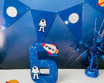 Astronauta espacio decorado letras o números fuera del espacio tema cumpleaños fiesta foto Prop