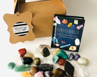 Assorted 1/2 Libra Stones and crystals Kit  Natural Tumble Stones and Book Kit