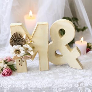 Letras iniciais florais boho monograma letras de casamento, despedida de solteira, decoração de aniversários, eventos de festa, tema boho, decoração de mesa doce