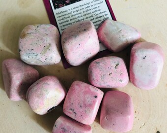Rhodonite Tumble Stones  Polished Rhodonite set of 2 Rocks and Minerals Collection