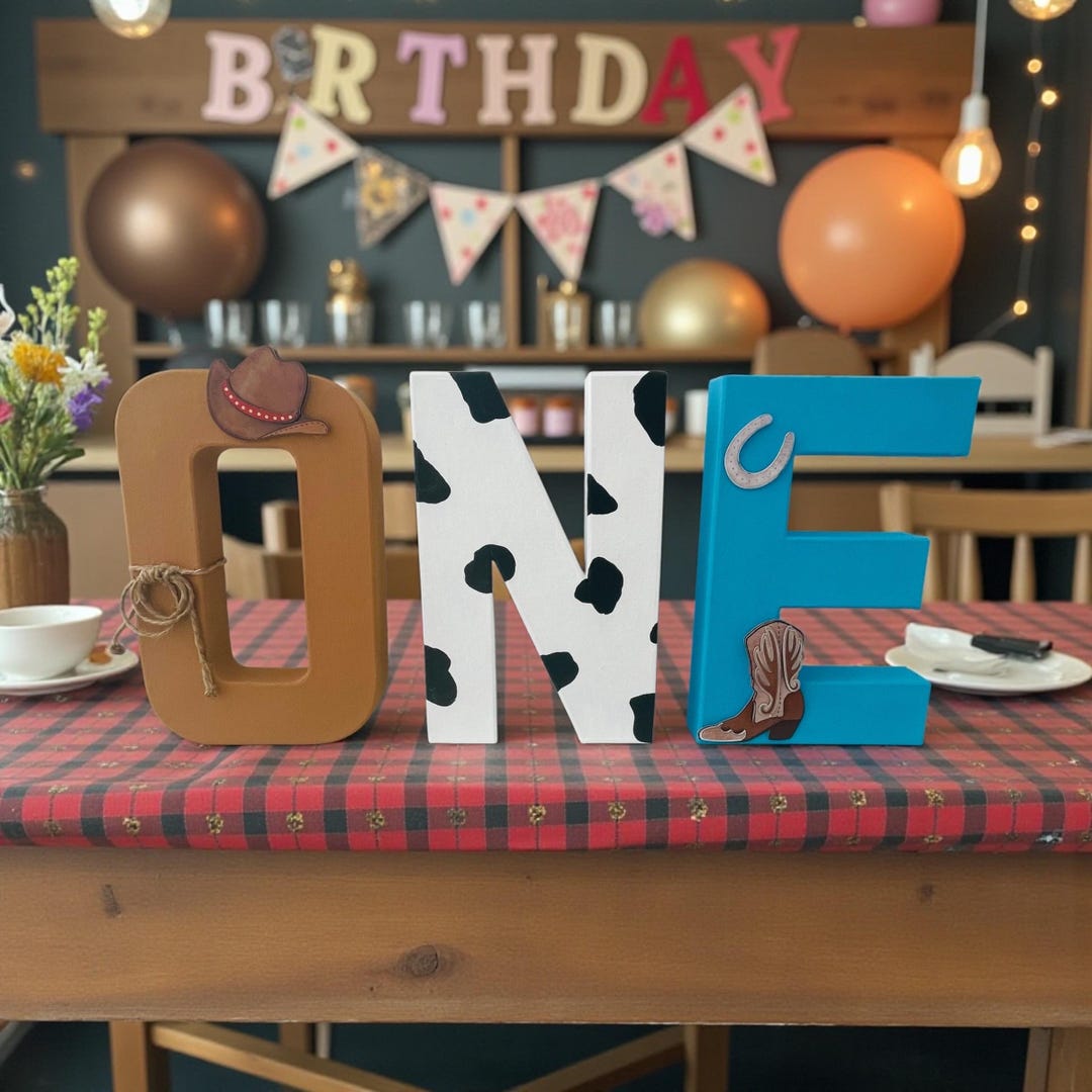 Cowboy Theme Letters Party Decor, My First Rodeo, Birthday Centerpieces ...