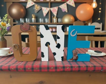 Cowboy Theme letters Party Decor, My first Rodeo, Birthday Centerpieces, Cowboy photo shoot