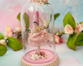 Ballerina Cloche Dome  Ornament Birthdays Gift Ballet Graduation Gift Girls Room Tabletop Decor