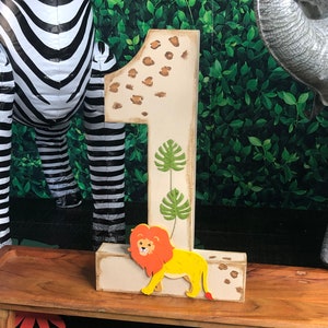 Safari Themed 16 Decorated Number, Wild Safari Decoration , Birthday Number, Jungle Decoration, Safari Party table, Safari Photo Prop image 2