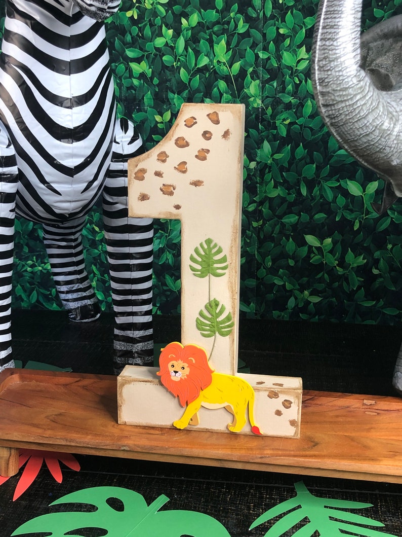 Safari Themed 16 Decorated Number, Wild Safari Decoration , Birthday Number, Jungle Decoration, Safari Party table, Safari Photo Prop image 2