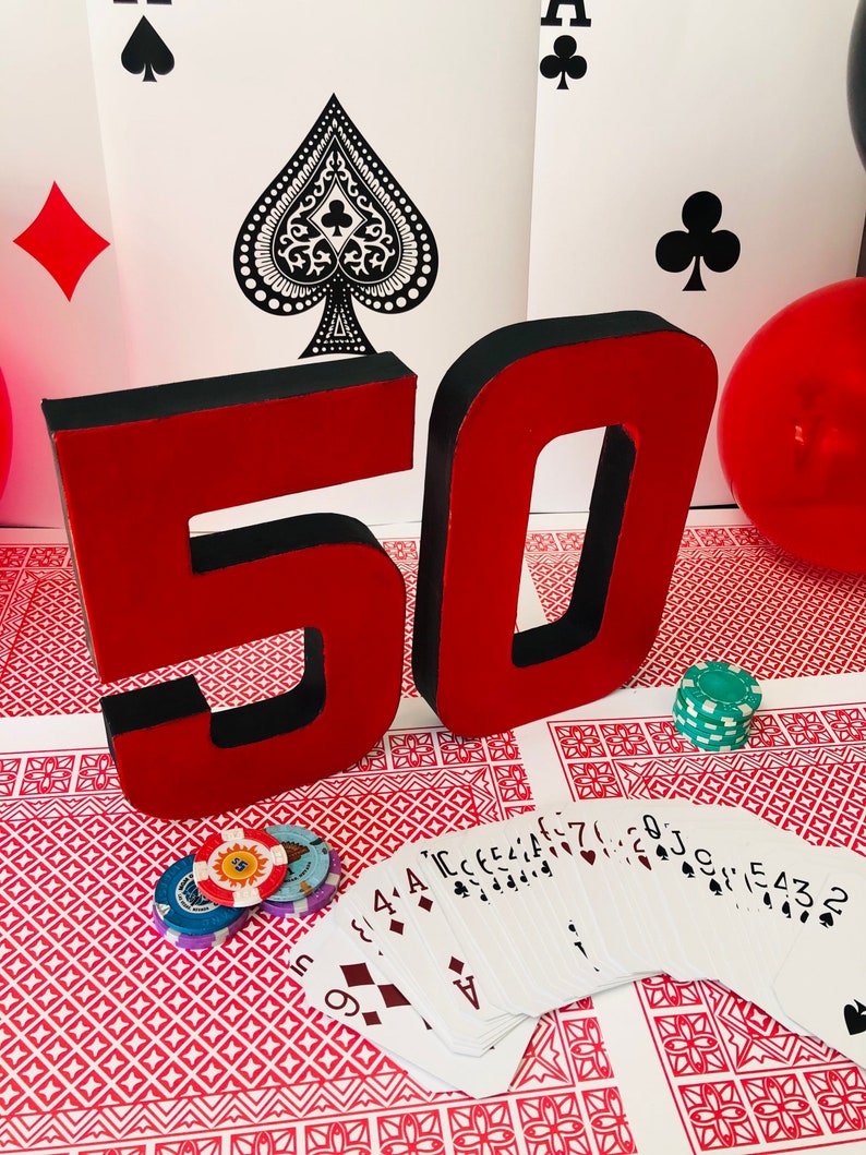 Casino Theme Numbers Decoration, Las Vegas Party, Poker Party 21, 40th 50th 60th Birthdays party Decor image 2