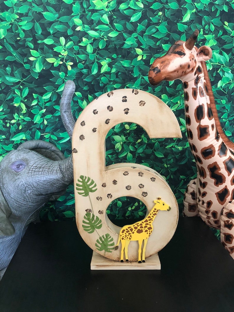 Safari Themed 16 Decorated Number, Wild Safari Decoration , Birthday Number, Jungle Decoration, Safari Party table, Safari Photo Prop image 10