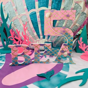 Mermaid Letters 3” wood Letters Mermaid Names Birthdays Baby Showers Party Photo Prop