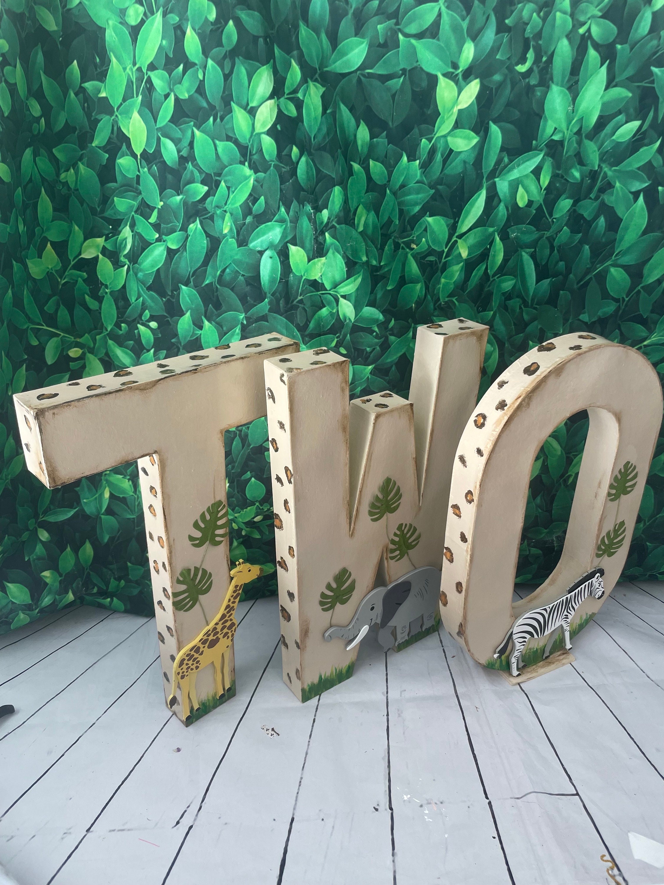Safari Birthday Decoration 16” Letters One, Two Party Decoration ...
