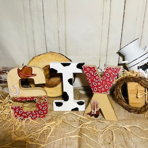Cowboy Theme decorated letters Party Decor, My first Rodeo, Birthday Centerpieces, Cowboy photo shoot image 6