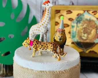 Decoración para tarta de animales de la selva, decoración para fiesta de cumpleaños