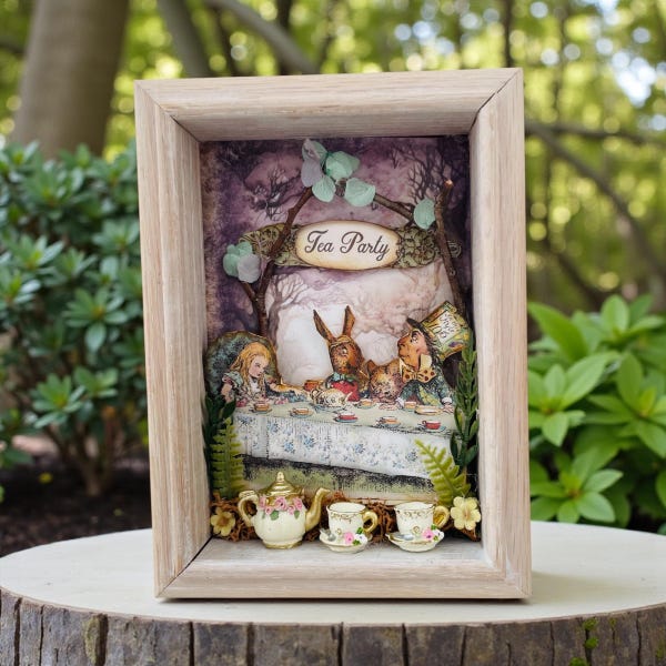 Alice in Wonderland Shadow Box Alice Tea Party
