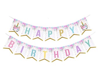 Unicorn Birthday Party, Unicorn Birthday Banner,  Rainbow Birthday, Decoration