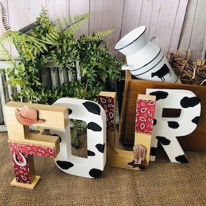 Cowboy Theme decorated letters Party Decor, My first Rodeo, Birthday Centerpieces, Cowboy photo shoot image 5