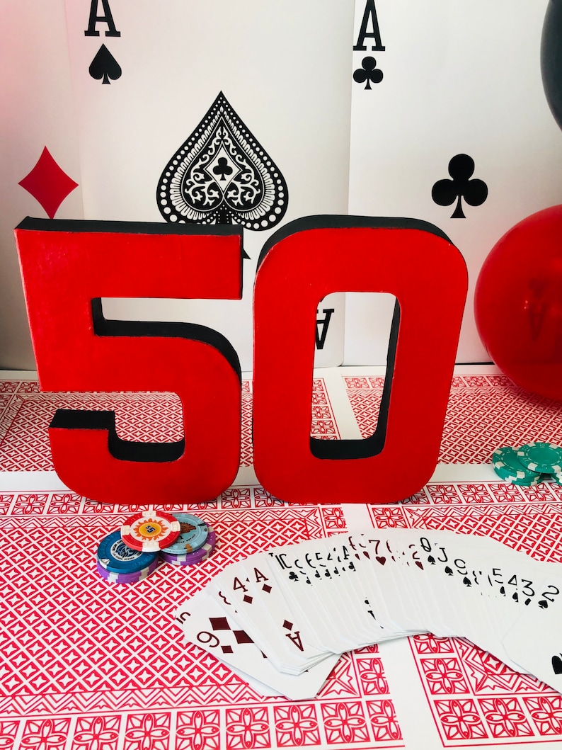 Casino Theme Numbers Decoration, Las Vegas Party, Poker Party 21, 40th 50th 60th Birthdays party Decor image 3