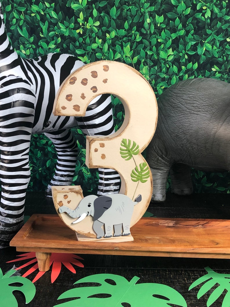 Safari Themed 16 Decorated Number, Wild Safari Decoration , Birthday Number, Jungle Decoration, Safari Party table, Safari Photo Prop image 4