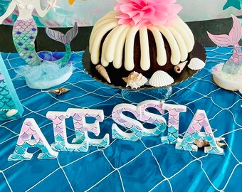 Mermaid Letters 3” wood Letters Mermaid Names Birthdays Baby Showers Party Photo Prop