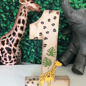 Safari Themed 16 Decorated Number, Wild Safari Decoration , Birthday Number, Jungle Decoration, Safari Party table, Safari Photo Prop image 3