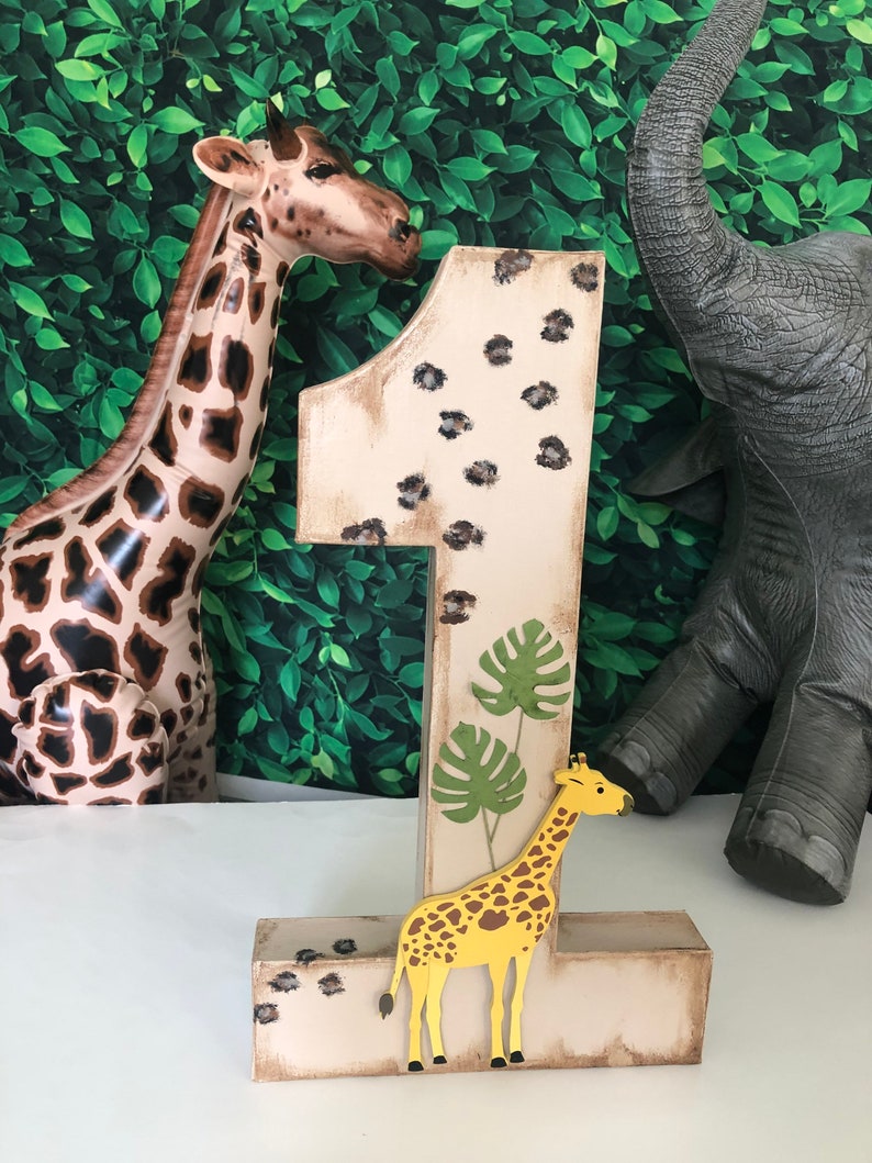 Safari Themed 16 Decorated Number, Wild Safari Decoration , Birthday Number, Jungle Decoration, Safari Party table, Safari Photo Prop image 3