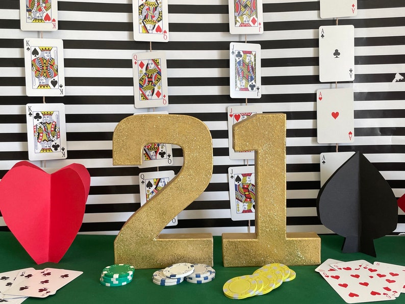 Casino Theme Numbers Decoration, Las Vegas Party, Poker Party 21, 40th 50th 60th Birthdays party Decor image 4