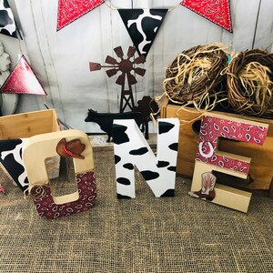 Cowboy Theme decorated letters Party Decor, My first Rodeo, Birthday Centerpieces, Cowboy photo shoot image 2