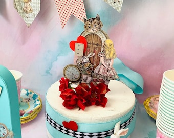 Alice in Wonderland Cake Topper  Alice Theme for Birthdays, Baby Showers, Tea Party Decoration