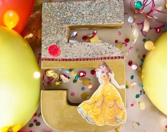 Beauty and the Beast Birthday Numbers princess Belle Theme Party Photo prop