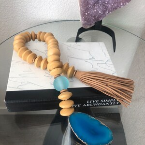 Gemstone Garlands Tassel Wood and Gemstone Garland  Ornaments & Accents Home Jewelry