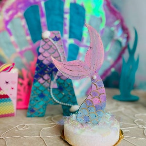 Mermaid Cake Topper Mermaid Tail Birthday Cake Topper, Under the sea Party Decor, Baby Shower Cake topper