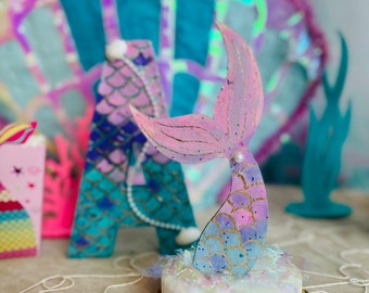 Mermaid Cake Topper Mermaid Tail Birthday Cake Topper, Under the sea Party Decor, Baby Shower Cake topper