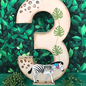 Safari Themed 16 Decorated Number, Wild Safari Decoration , Birthday Number, Jungle Decoration, Safari Party table, Safari Photo Prop image 8